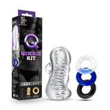 Blush Quickie Kit Ultra Soft Ribbed Clear Masturbator Stroker Sleeve Cock Rings