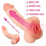 2 in 1 Realistic Dildo Male Penis Sleeve Butt Plug Anal Sex