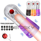 Vibrating Ribbed Pocket Pussy Stroker Sleeve Male Masturbators Sex Toys for Men