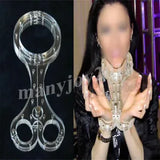 Bandage Yoke Black/Clear Crystal Cangue Pillory Neck Oval Handcuffs Restraint