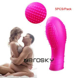 5PCS Orgasm Finger Sleeve G-Spot Dildo Clit Nipple Massager Sex