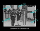 OLD POSTCARD SIZE PHOTO DOVER DELAWARE THE BOY IN THE PILLORY c1907