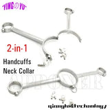 New Metal Neck Collar Handcuffs Binging Slaves Couples Game Pillory Restrain