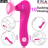 Vibrating Nipples Dildo Massager G-Spot Clit Sucking Vibra