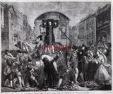 'De Foe in the Pillory' by Eyre Crowe - Original Antique 1862 Print 160/S