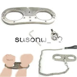 Stainless Steel Screw Lock Handcuffs Binding Chain Pillory Wrist Cuffs Dog Slave