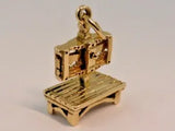 9ct Solid Yellow Gold Double Pillory Stocks Charm English too good to scrap