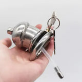 Male Device with Urethral Tube Stainless Steel Bird Lock Cage Bdsm Chastity Cage