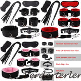 Black Pink 8Pcs Kits Set Handcuffs Clamps Gag Whip Rope Restraint Suit Couples