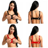 Womens Shiny Lingerie Wire Free Cupless Shelf Bra Exposed Breasts Nipple Bra Top