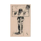 Mounted Rubber Stamp, Man In Stock, Punishment, Stock, Pilgrim, Pillory, Pranger