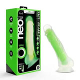 Blush Neo Elite Glow in the Dark 7.5 Inch Silicone Dual Density Cock with Balls