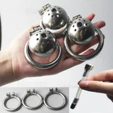 Stainless Steel Male Chastity Cage Device Small Cage Urethral Tube Locking Belt