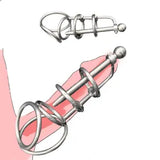 Stainless Steel Men Chastity Cage Belt with Urethra Plug Sounding BDSM Restraint