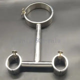 New Stainless Steel Cangue Neck Collar Oval Handcuffs Wrist Restraint Pillory