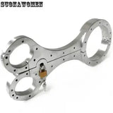 Aluminum Flail Handcuffs for Neck Collar Cuffs Yoke Pillory Restraints Games