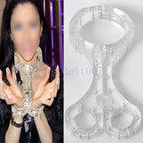 Slave Shackle Pillory Crystal Handcuffs Neck Wrist Ankle cuffs Bandage Cangue