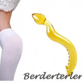 Hot Sale Yellow Glass Crystal Dildo Penis Anal plug Masturbation G-spot Sex