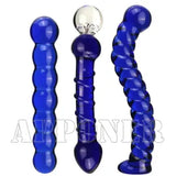 Dark Blue Thread with 3 Types Anal Beads Crystal Glass Dildos Butt Plug Sex