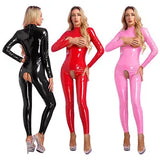 Women's Wet Look Bodysuit Sleeveless Cupless Leotard Lingerie Jumpsuit Sleepwear