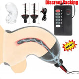 Male E-Stim Shock Chastity Cage Time Delay Ball Stretcher Enhancer Sleeve Men