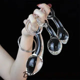 Newest Handheld Anal Beads Glass Butt Plug Big Ball Large Crystal Dildo Sex