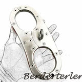 Stainless Steel Screw Lock Bondage Cangue Handcuffs Wrist Cuffs Yoke Pillory