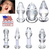 Vibrador de vidro de cristal adulto anal butt plug estímulo do ponto G