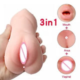 3 In 1 Soft Silicone Vagina Doll Toys Sex Tooys for Men Blowjob Real Size Male