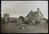 Glass Magic Lantern Slide STOKESAY CASTLE CHURCH & PILLORY C1900 PHOTO LUDLOW