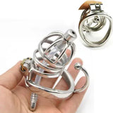 Male Stainless Steel Chastity Cage Device with Urethra Tube Bondage Lock BDSM