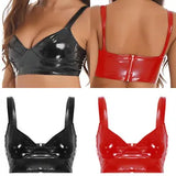 Women's Open Cup Bra Patent Leather Cupless Lingerie Lace Bustier Nipple Top