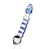 Glass Swirly Double Ended Anal G-spot Dildo Dong Butt Plug Probe Massager