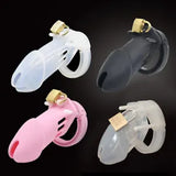 Silicone Chastity Cage Belt Short/Long Device 5 Rings Locking Male Restraint SM