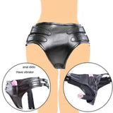 Bondage Panties PU Leather Chastity Pants Device Underwear Vibration Plug BDSM