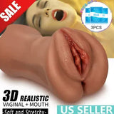 Male Masturbators Realistic Vagina Mouth Blowjob Love Doll Pocket Pussy Sex Toys