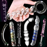 Crystal Glass Dildo Butt Anal Plug G-Spot Massager Beads Sex