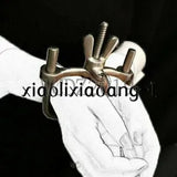 Stainless Steel Straight Bar Restraint Leg+Slaver Hand Cuffs Pillory Shackle