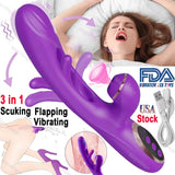 Rechargeable Clit Sucking G-spot Dildo Flapping Rabbit Vibrator Women Sex toys