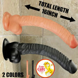 16" Long Big Realistic Dildo Silicone Cock Sex Toy Penis Suction-Cup Masturbator