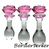 Rose Flower Glass Anal Butt Plug Dildo Prostate Massager Anal Dilator Sex Toys