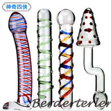 4 Types Colorful Rotation Pyrex Glass Crystal Dildo Female Masturbation Sex Toys