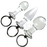 3 Pcs/Set Transparent Glass Anal Plug Butt Plug Pull Ring Smooth Stick Sex Toys