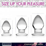 Triplets 3 Piece Glass Anal Plug Kit Ass Butt Temperature Play Small Medium Big