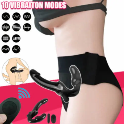 Double Vibrator Anal Strap On Harness Dildo Dong Pegging Sex Toys for Couple