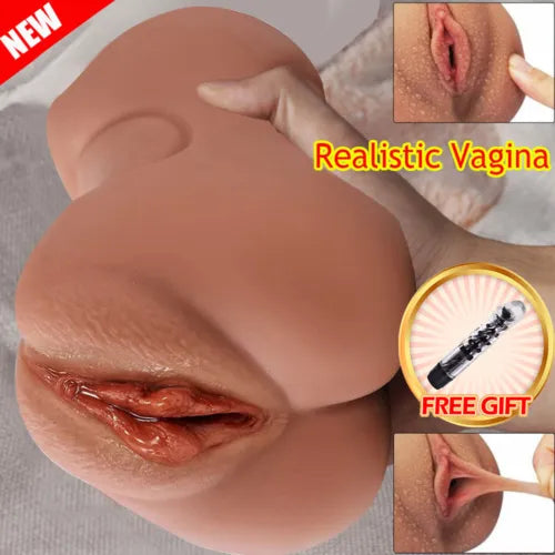 Realistic Male Masturbator Vagina Pocket Pussy Sex Toy for Men Love Dolls  Brown