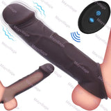 Vibrating Penis Extender Sleeve Cock Ring Vibrator Extension For Men Couple Toys