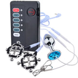 Electric Nipple Clamps Bondage Fetish BDSM Anal Plug Adjustable Women Sex Toys