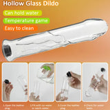 Add Ice Hot Water Glass Crystal Hollow Dildo Butt Anal Plug Women Men Sex Toys