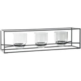 Ashley Jadyn Metal and Glass Candle Holder in Black